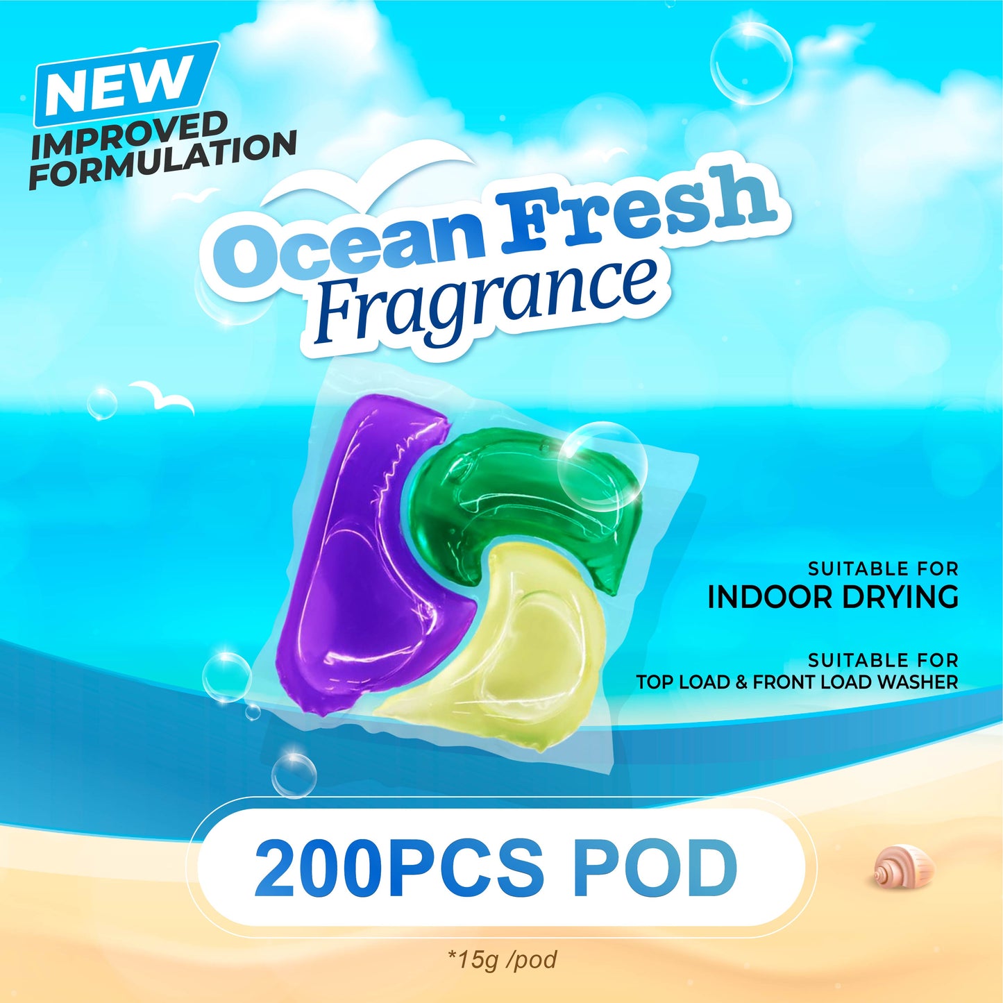 200pcs- HOM All-in-1 Laundry Pods (Blooming Sakura/Ocean Fresh) -Stock Clearance Sale