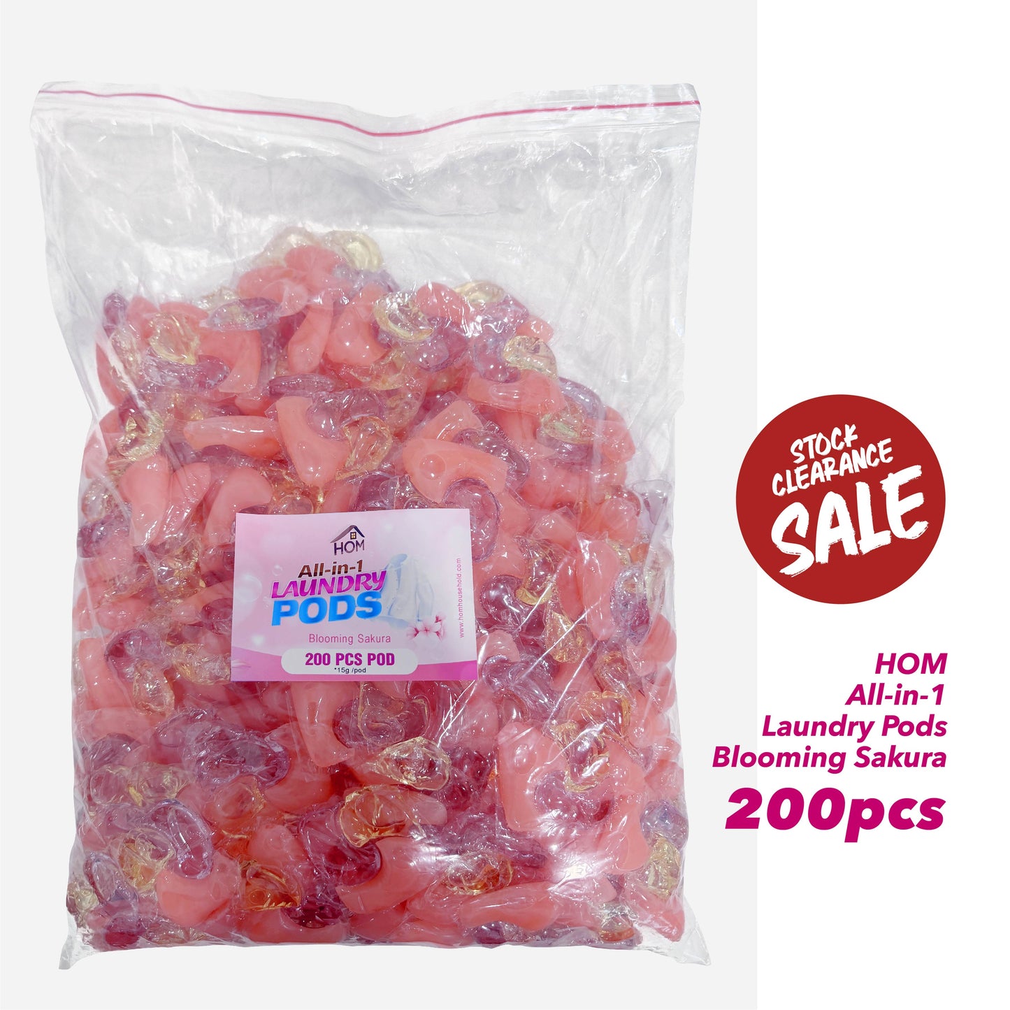 200pcs- HOM All-in-1 Laundry Pods (Blooming Sakura/Ocean Fresh) -Stock Clearance Sale