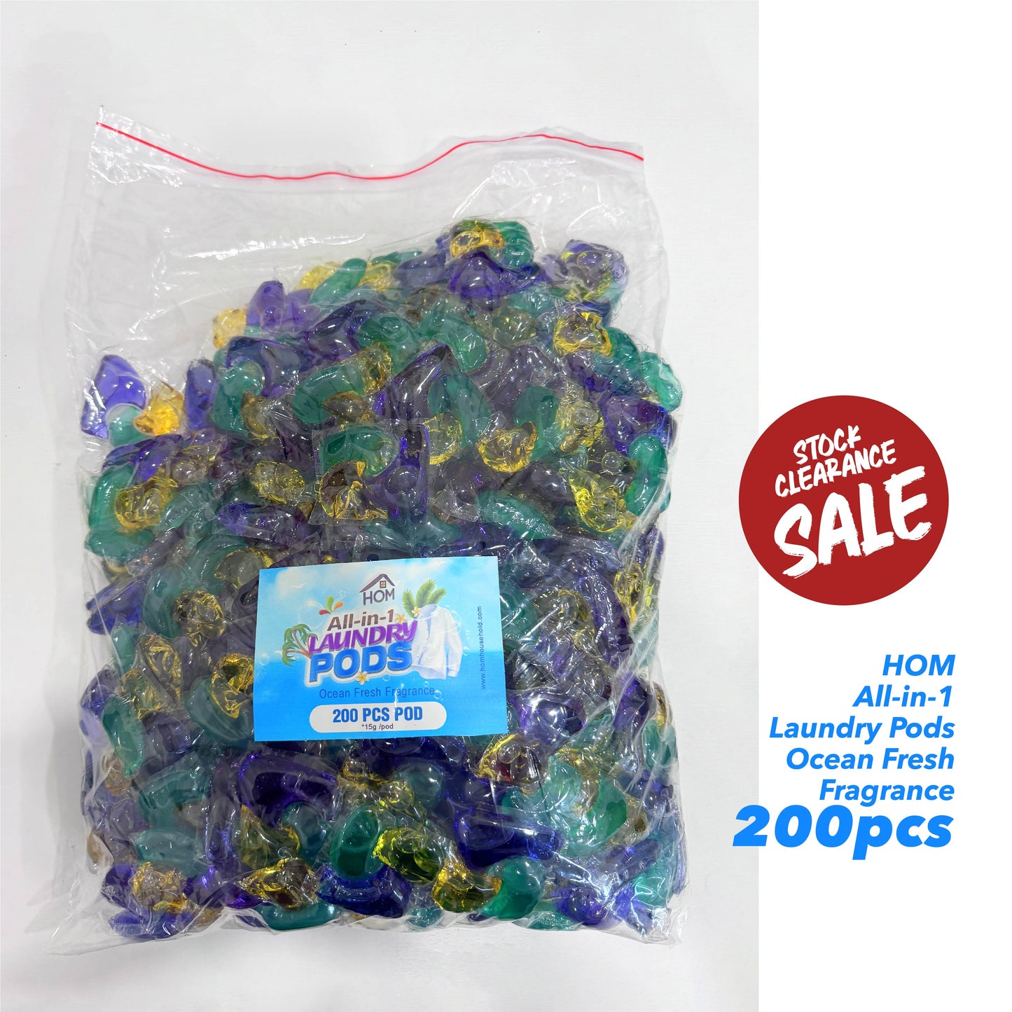 200pcs- HOM All-in-1 Laundry Pods (Blooming Sakura/Ocean Fresh) -Stock Clearance Sale