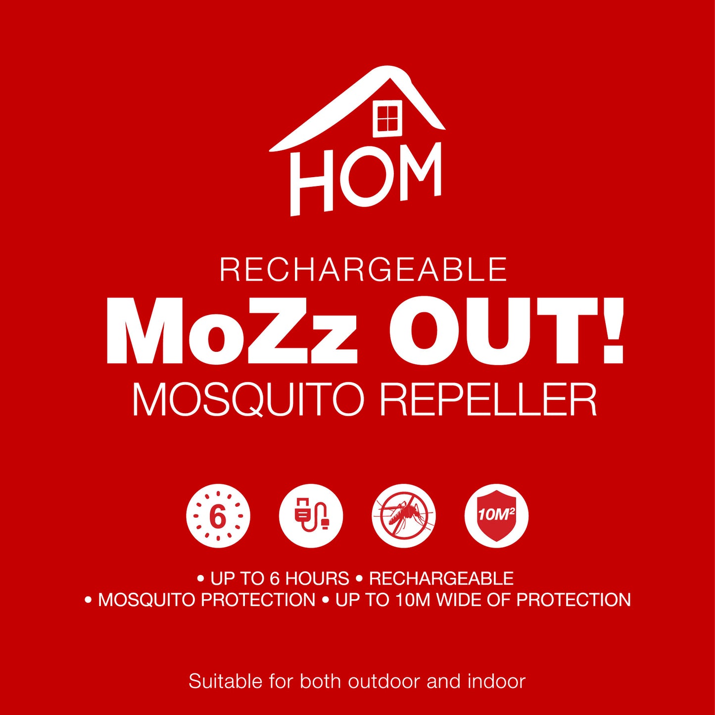 HOM MoZz OUT! Mosquito Repellent Machine + FREE 12-Pack Mosquito Repellent Mats