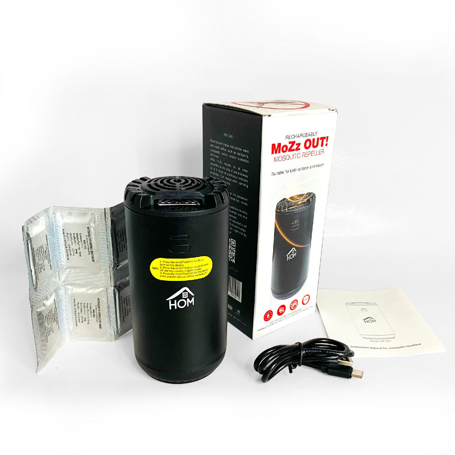 HOM MoZz OUT! Mosquito Repellent Machine + FREE 12-Pack Mosquito Repellent Mats