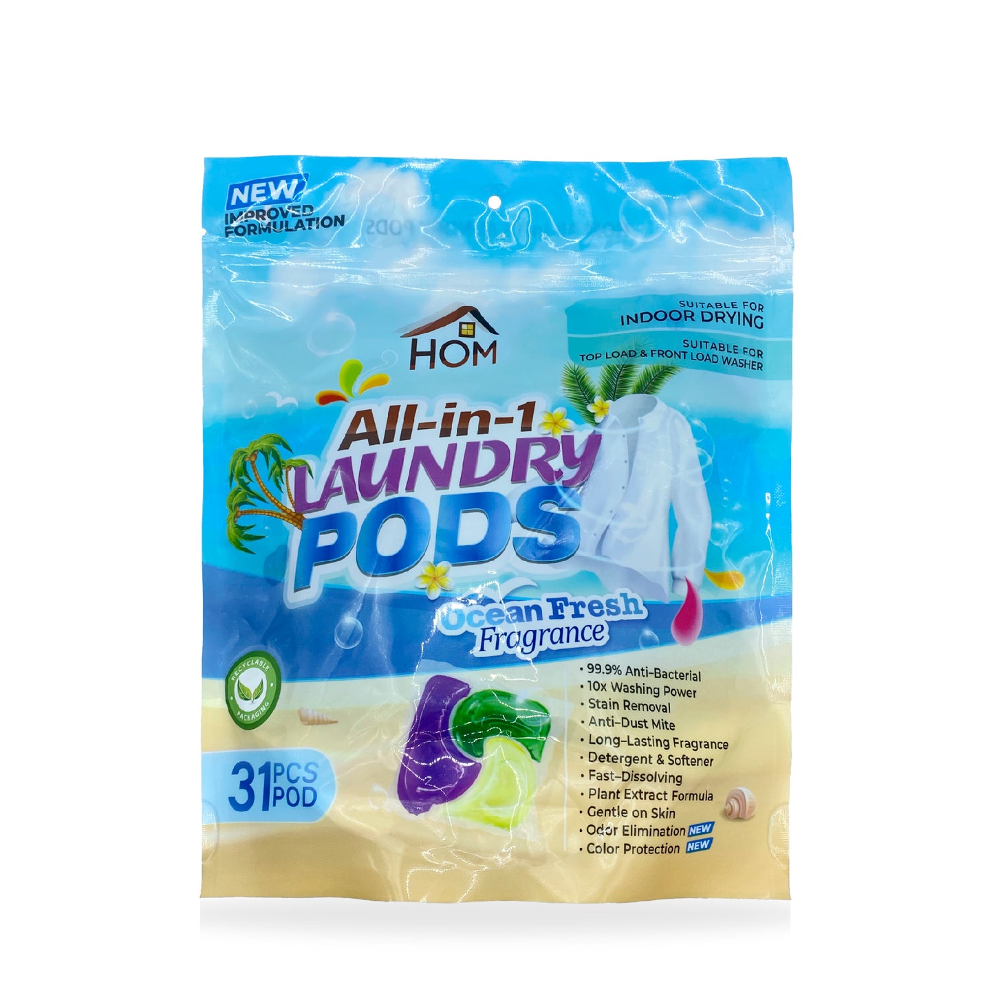 HOM ALL-IN-1 Laundry Pod - Blooming Sakura / Ocean Fresh (31pcs/pack)