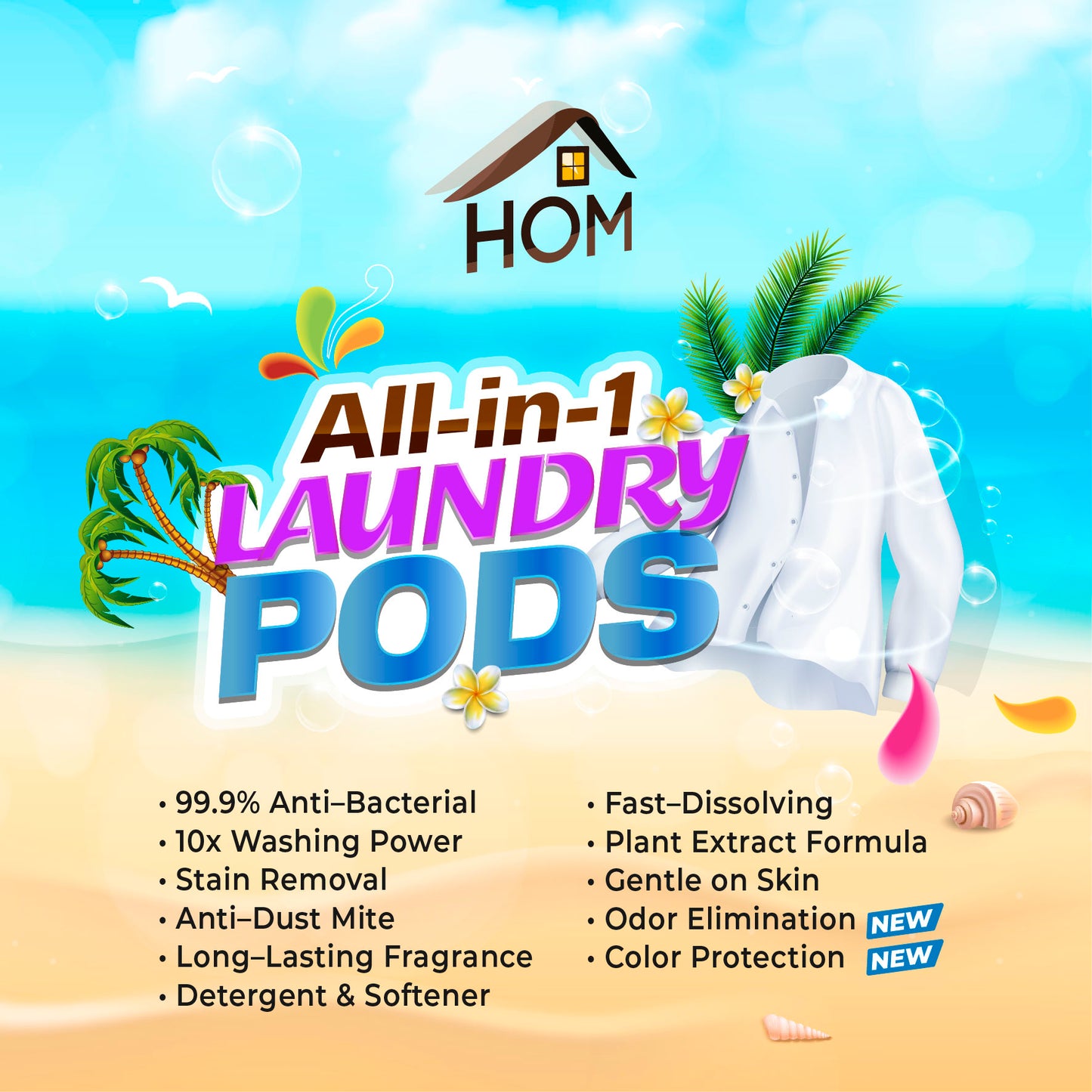 HOM ALL-IN-1 Laundry Pod - Blooming Sakura / Ocean Fresh (31pcs/pack)