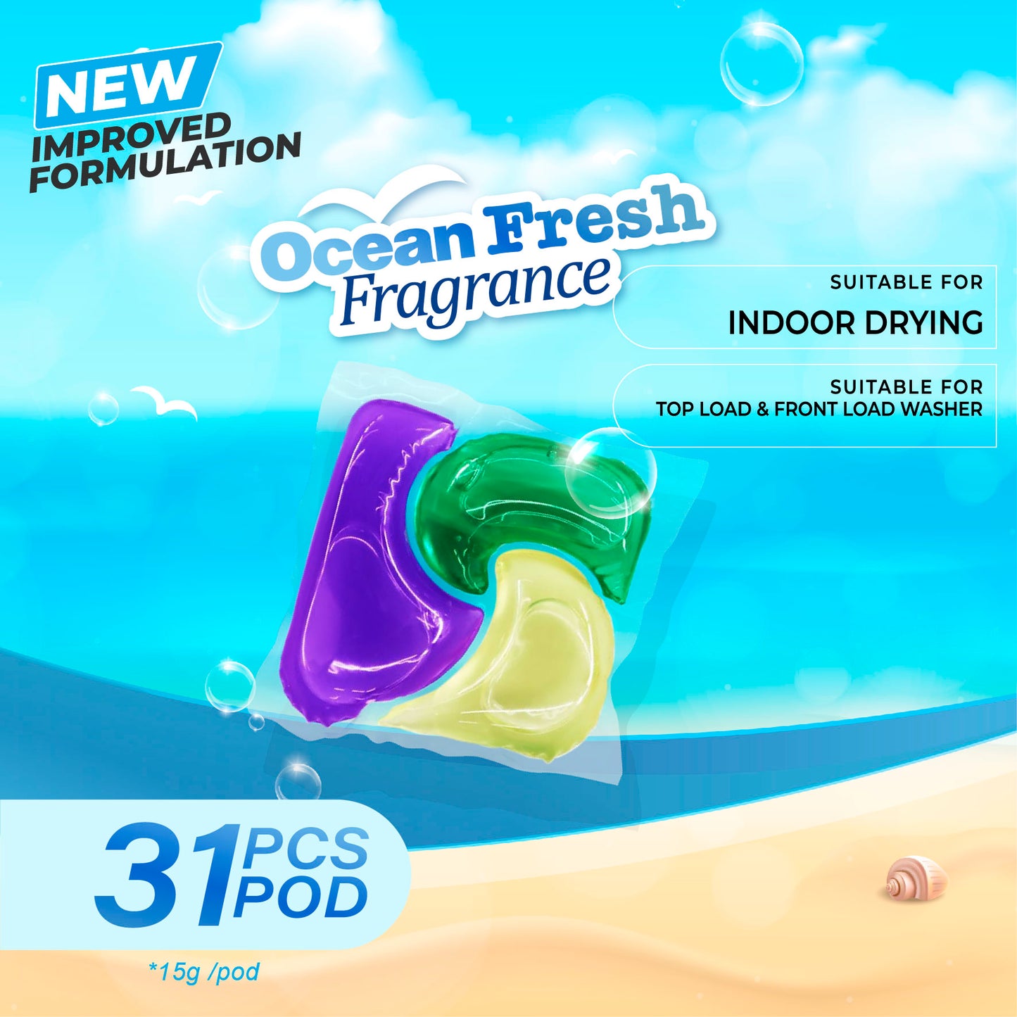 HOM ALL-IN-1 Laundry Pod - Blooming Sakura / Ocean Fresh (31pcs/pack)