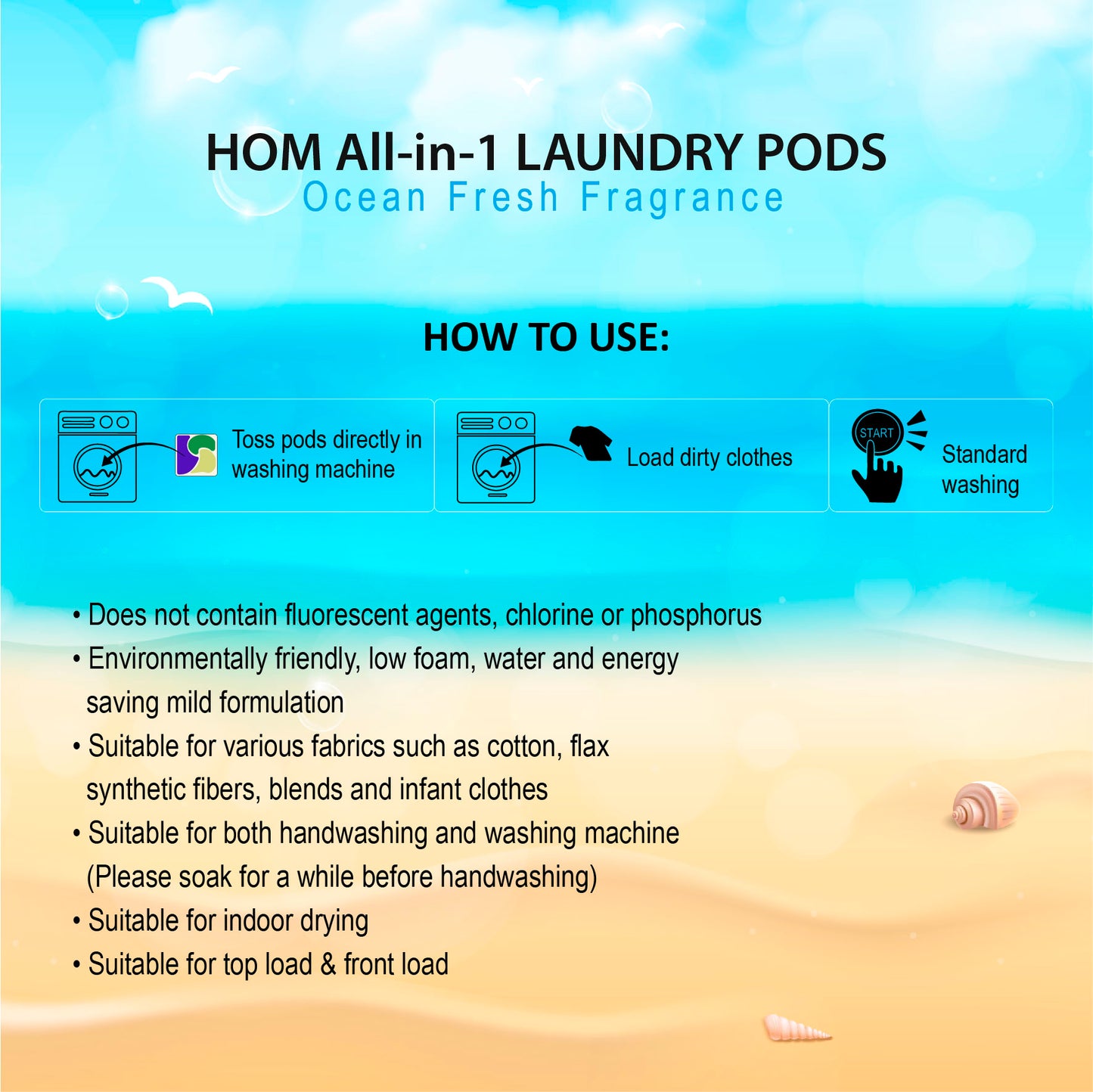 HOM ALL-IN-1 Laundry Pod - Blooming Sakura / Ocean Fresh (31pcs/pack)