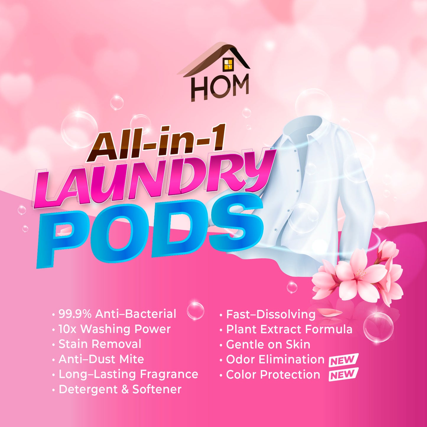 HOM ALL-IN-1 Laundry Pod - Blooming Sakura / Ocean Fresh (31pcs/pack)