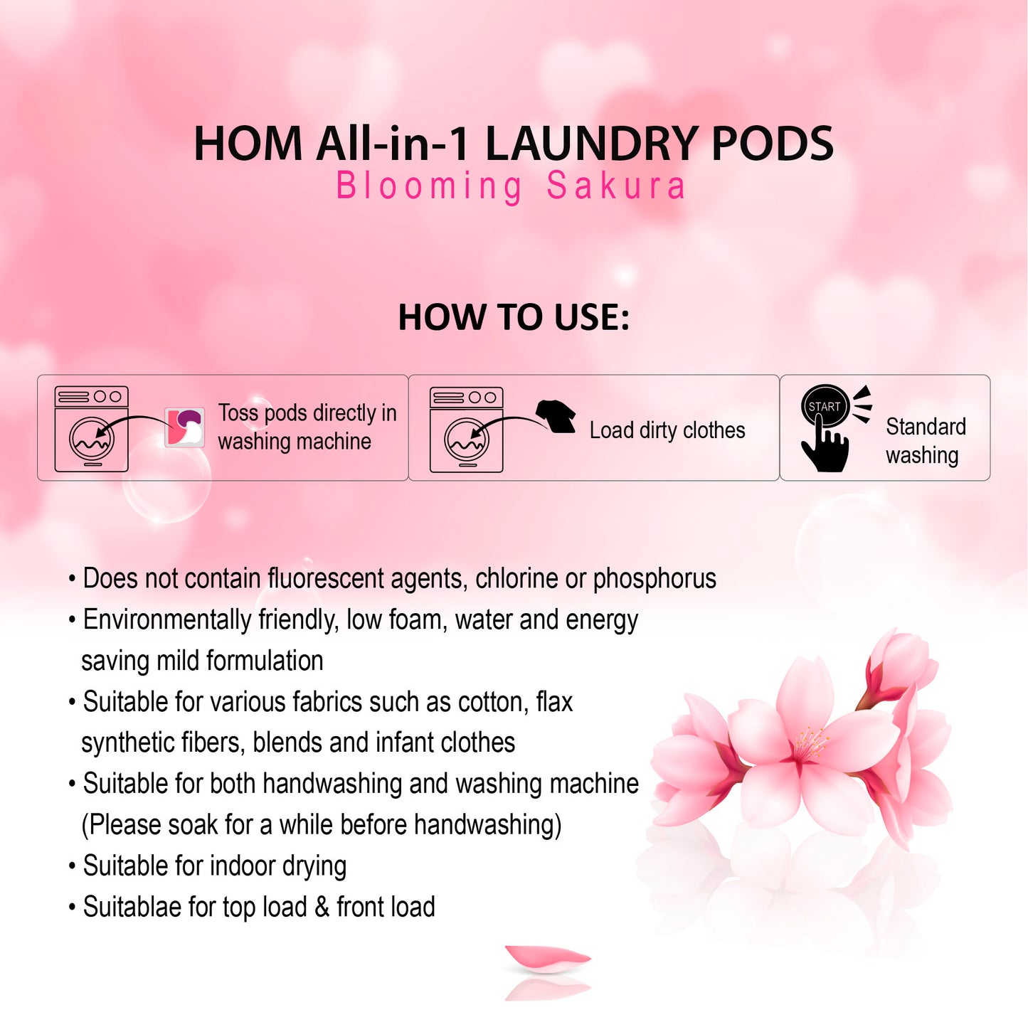 HOM ALL-IN-1 Laundry Pod - Blooming Sakura / Ocean Fresh (31pcs/pack)